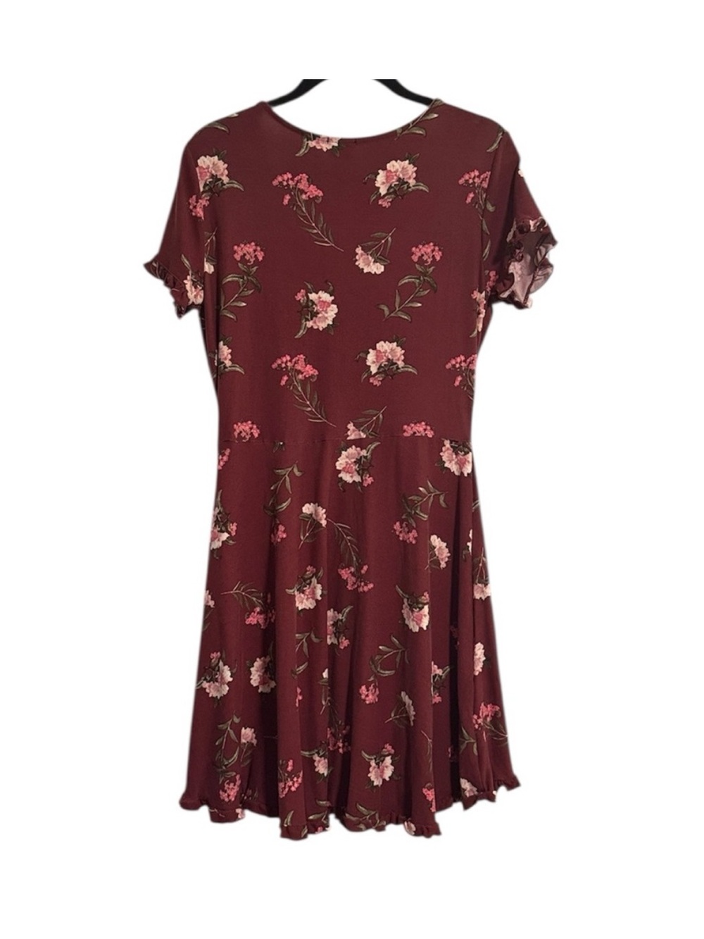 Rue21 Burgundy Floral Short Sleeve Dress - Picture 2 of 4
